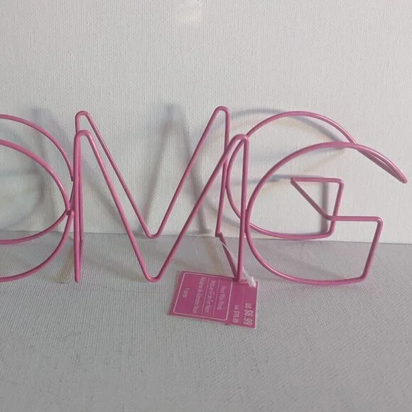 NWT Pink Wire 3D 'OMG' Retro Sign Summer 70s Home Table Decor Michael's Ashland - Picture 3 of 7